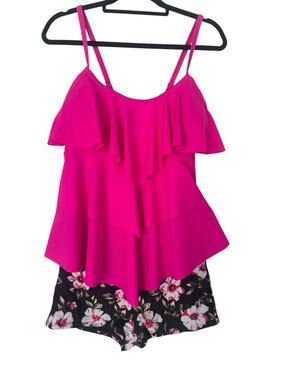 NWT B2prity Tankini Swimsuit Tummy Control Ruffle 2 Piece Bathing Suit Size XL